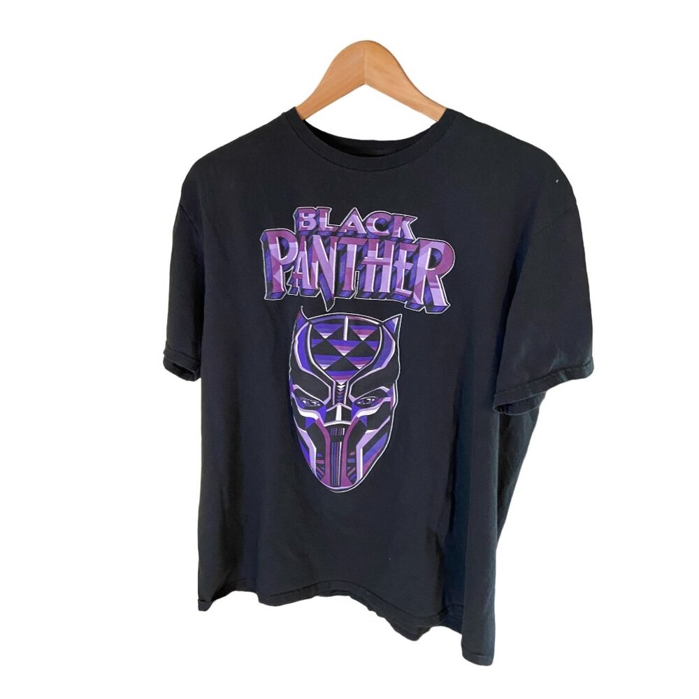 Marvel Black Panther Mens T-Shirt XL Black Purple Graphic Tee